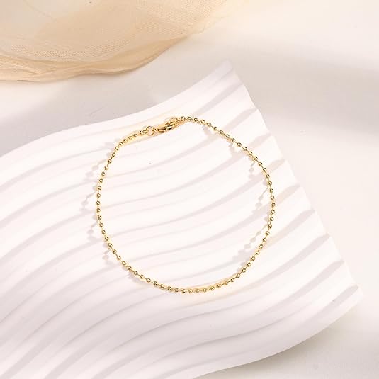 Women’s 2-Piece Gold Beaded Anklet